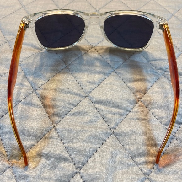 Sunglasses Clear & Orange Frames. Golden-Green Mirrored Lenses. - Picture 3 of 11